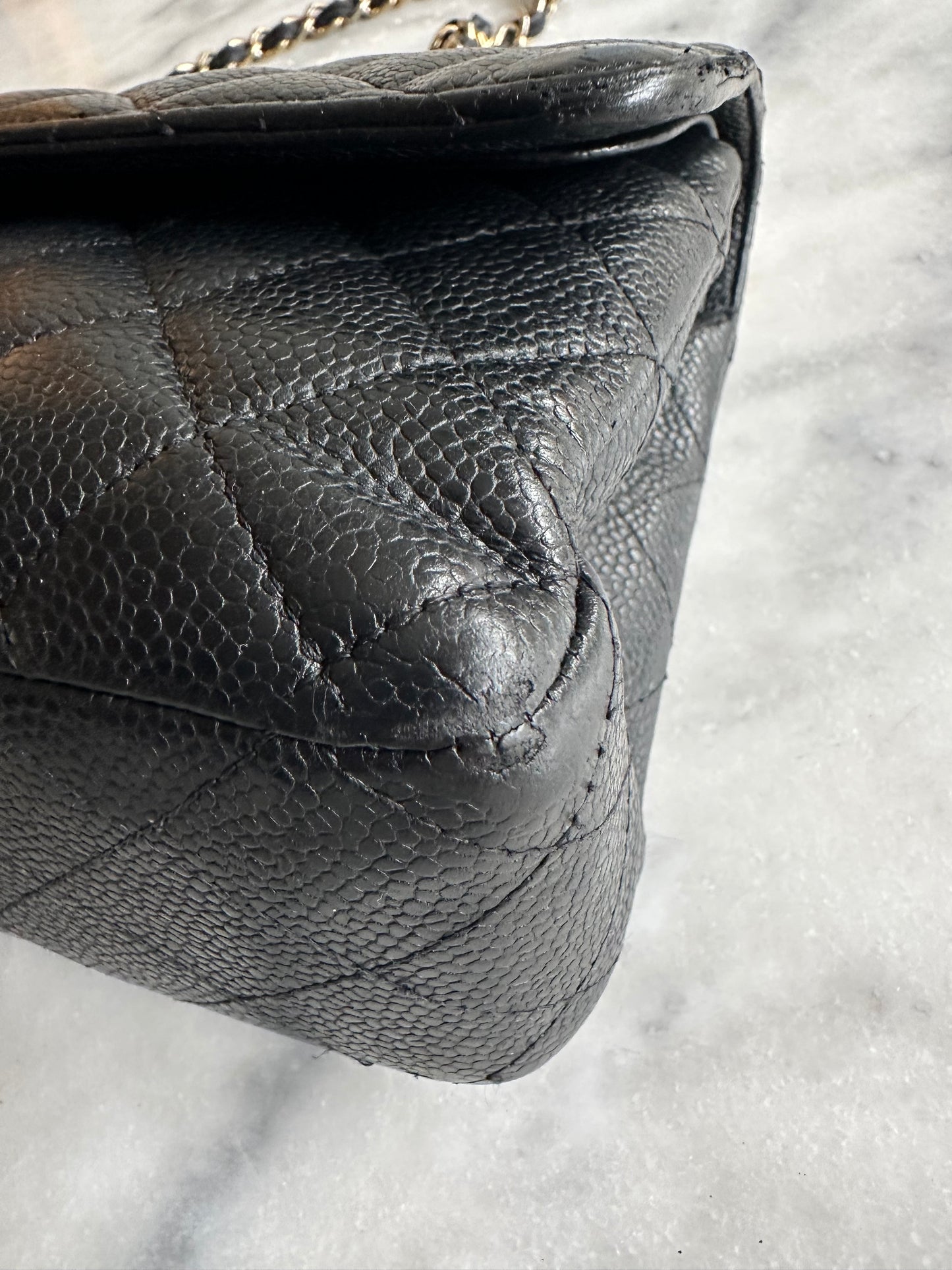 Chanel classic flap caviar