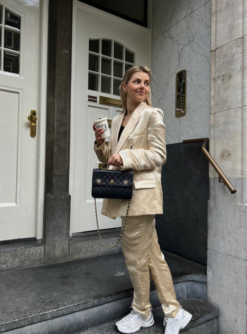 Leather flap bag