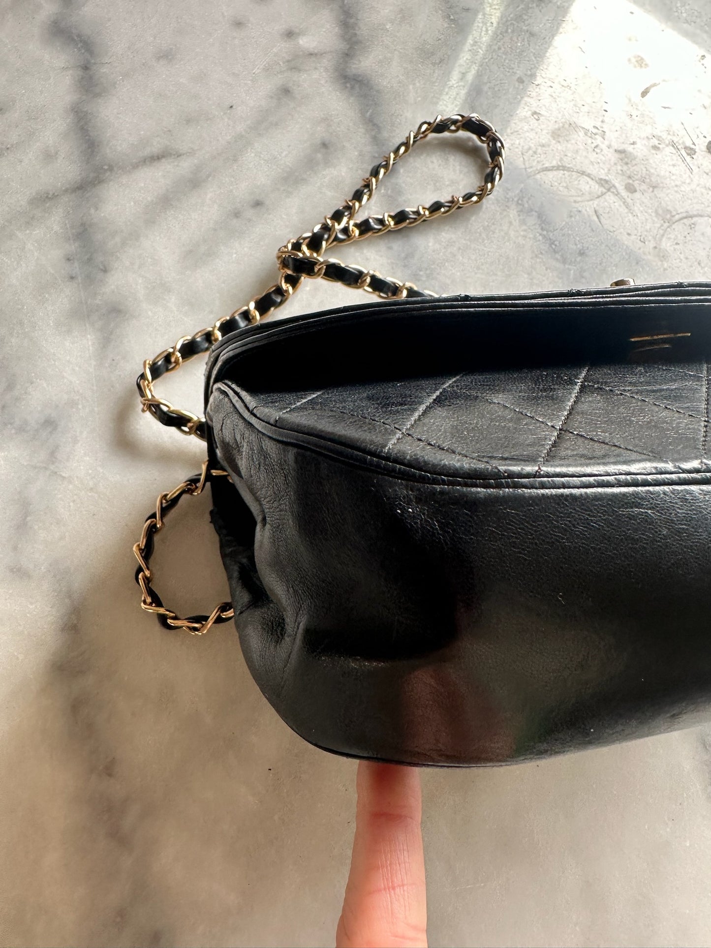 double flap half moon bag