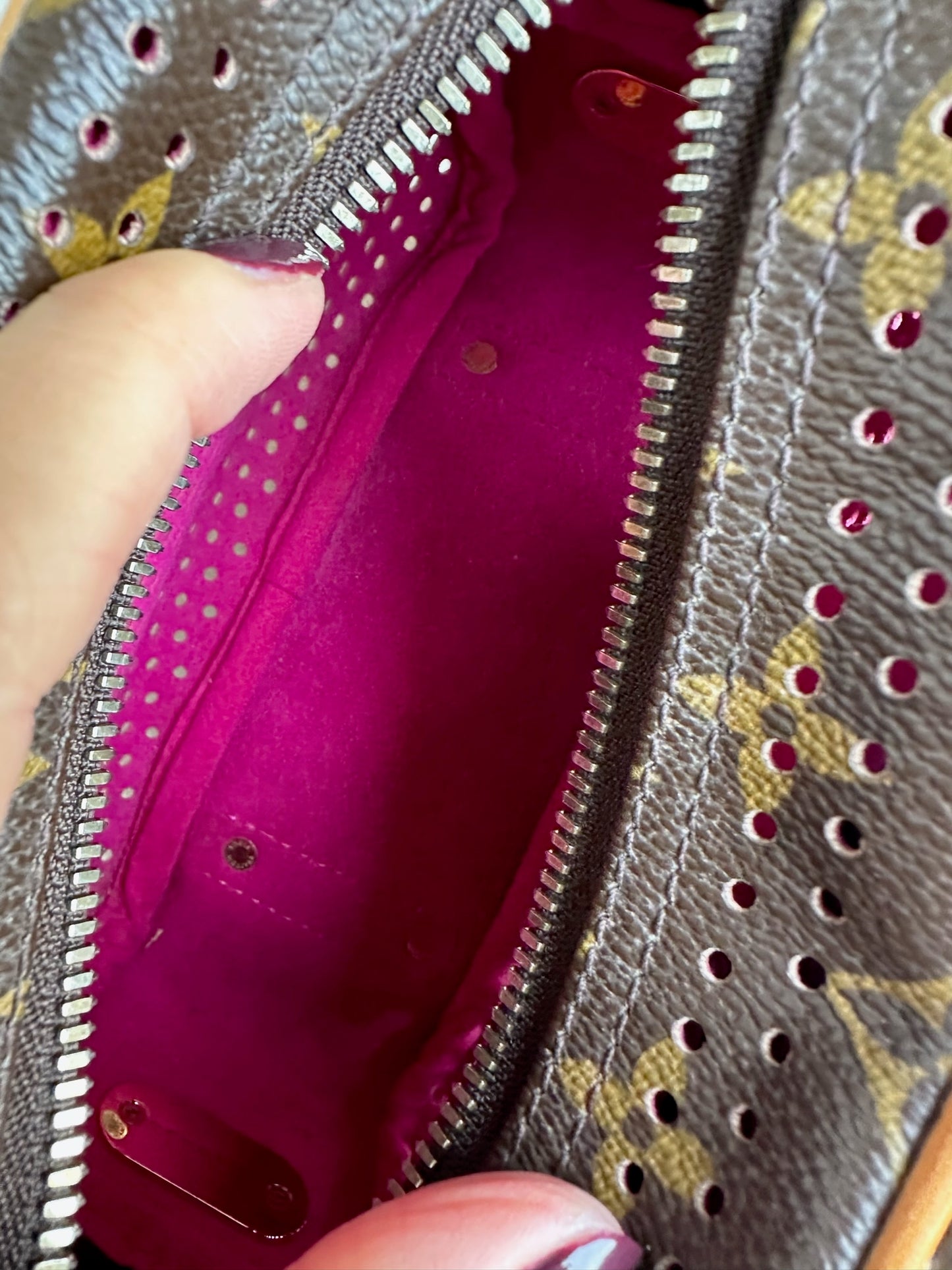 Perforated Monogram Canvas Fuschia Mini Trocadero