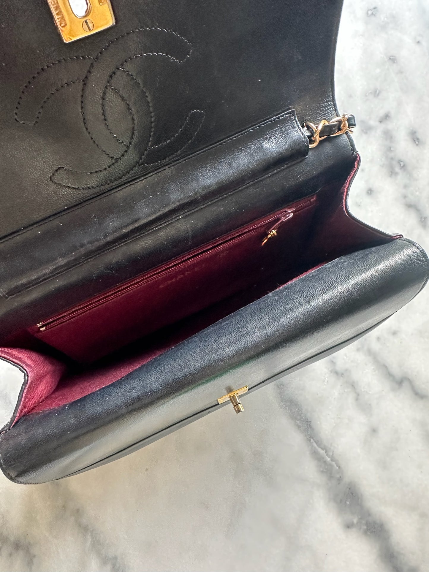 double flap half moon bag