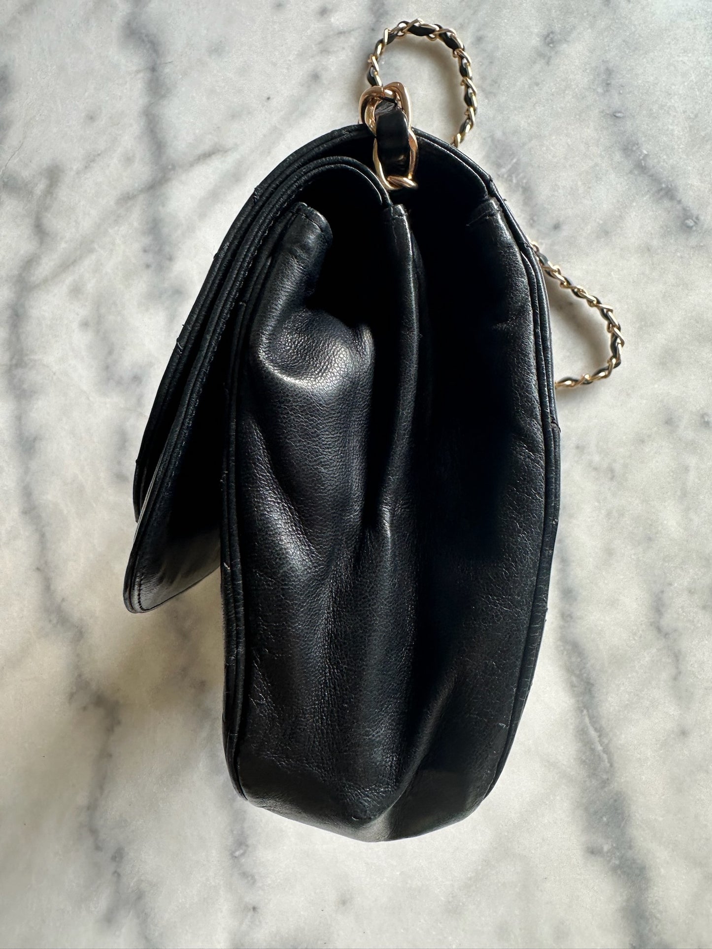 double flap half moon bag
