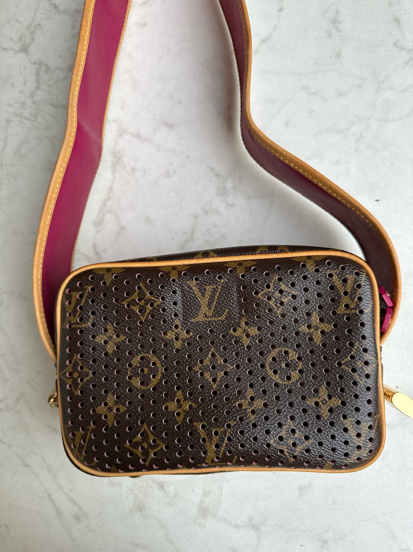 Perforated Monogram Canvas Fuschia Mini Trocadero