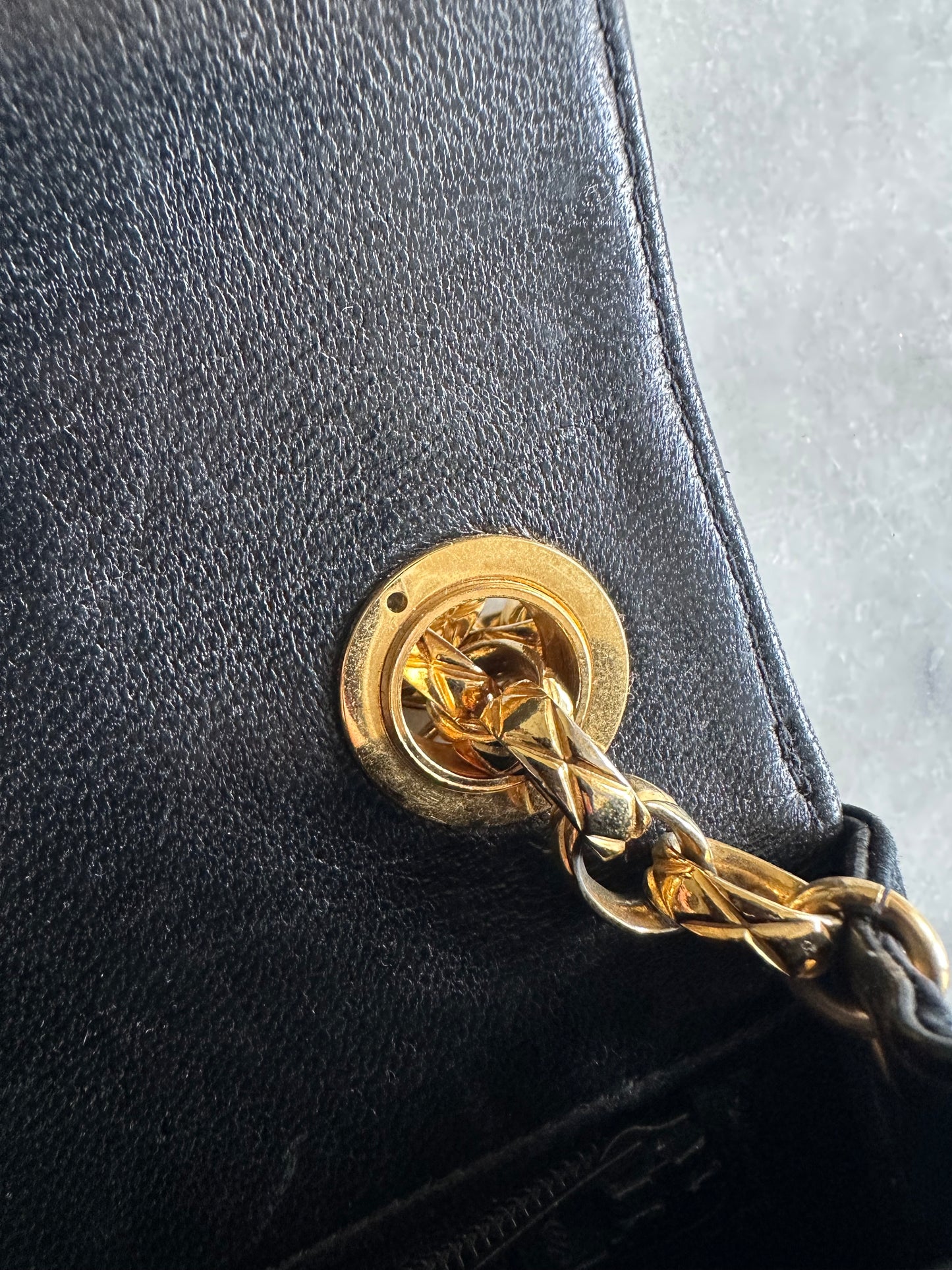 Chanel mini classic single flap bag in black silk