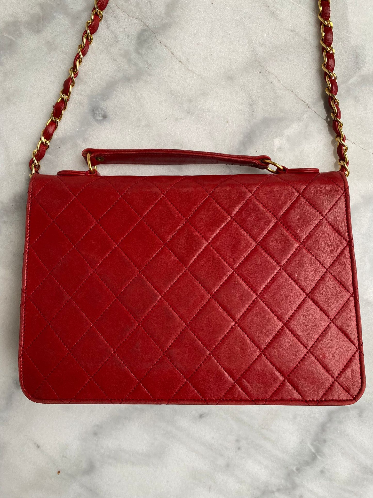Leather flap bag