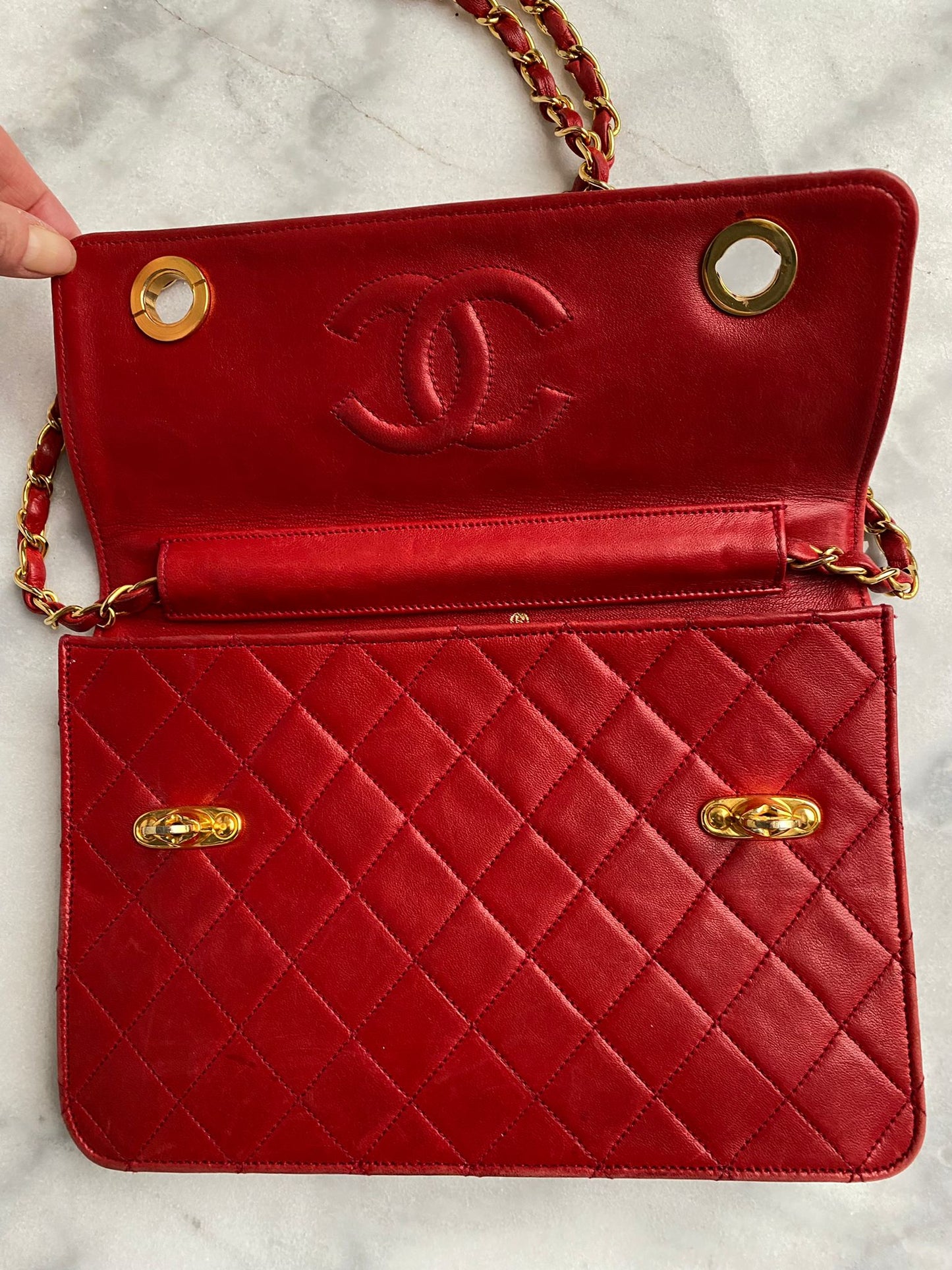 Leather flap bag