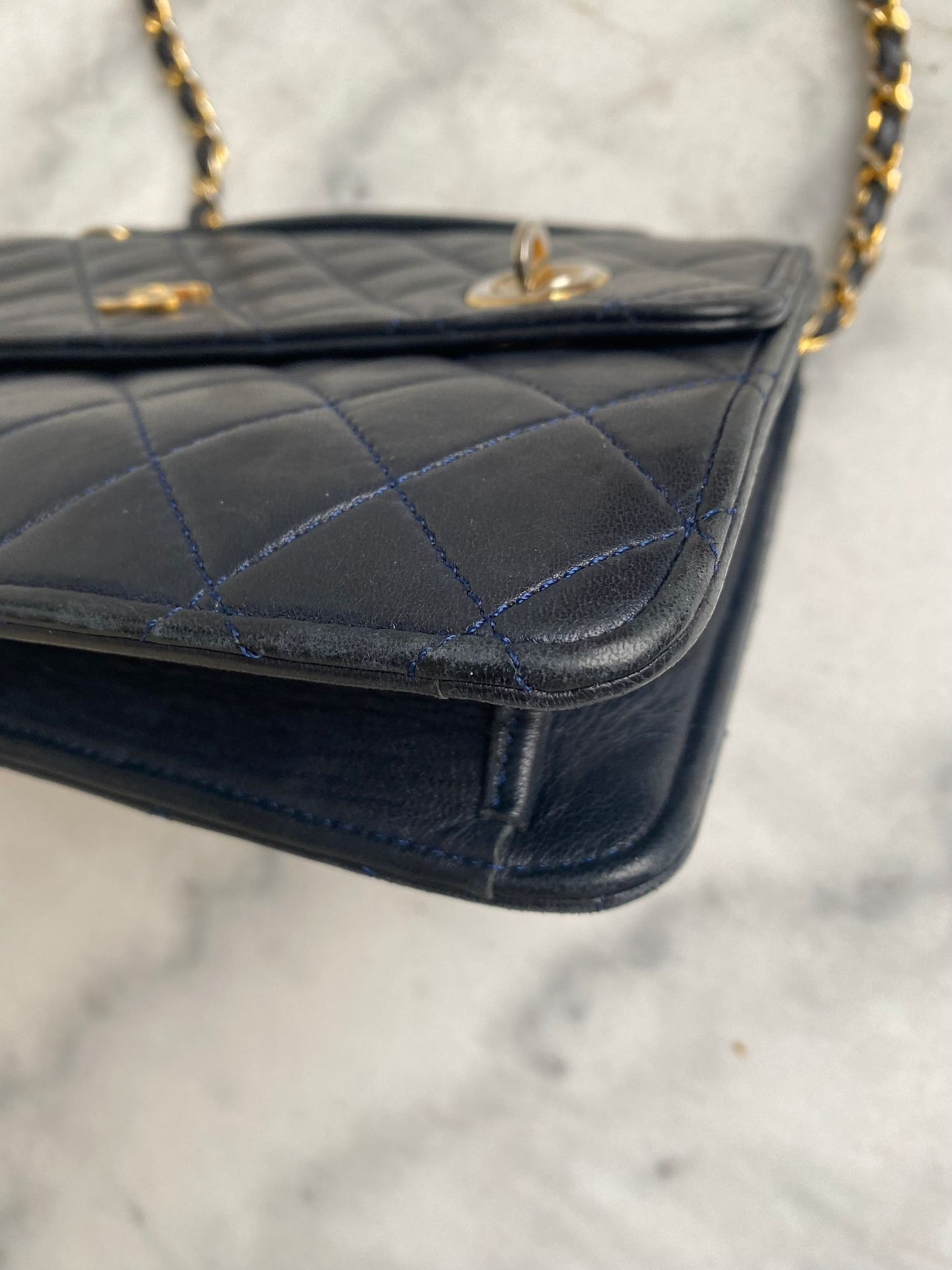 Leather flap bag