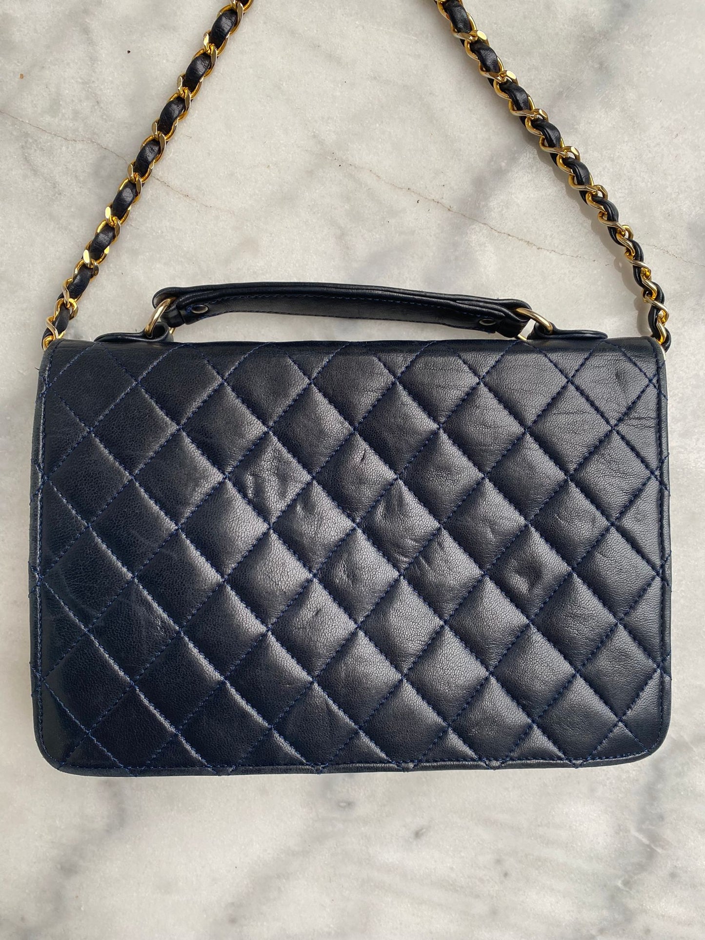 Leather flap bag