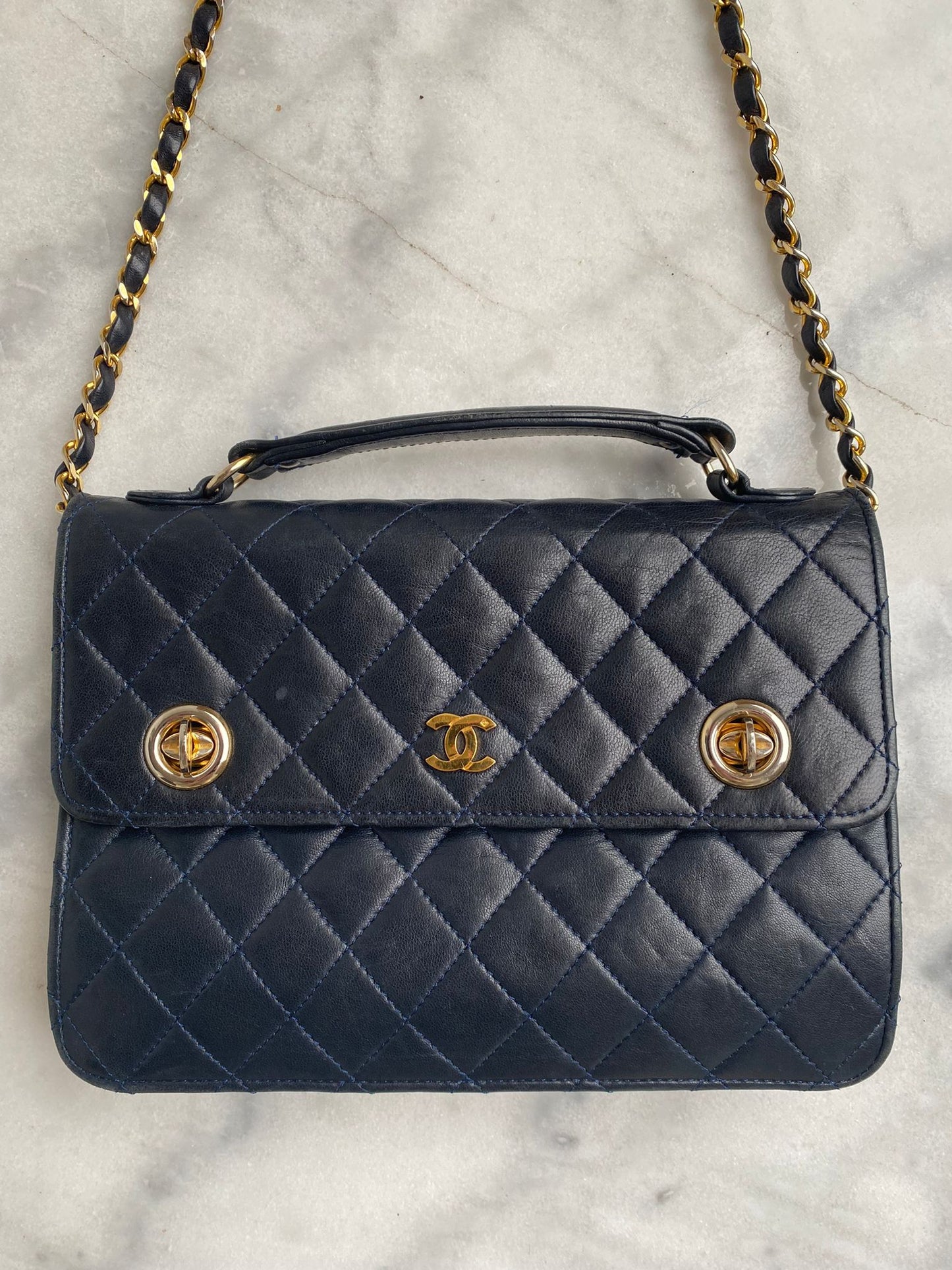 Leather flap bag