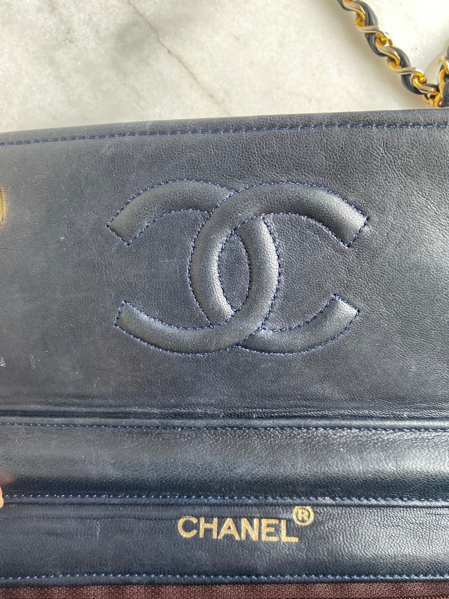 Leather flap bag