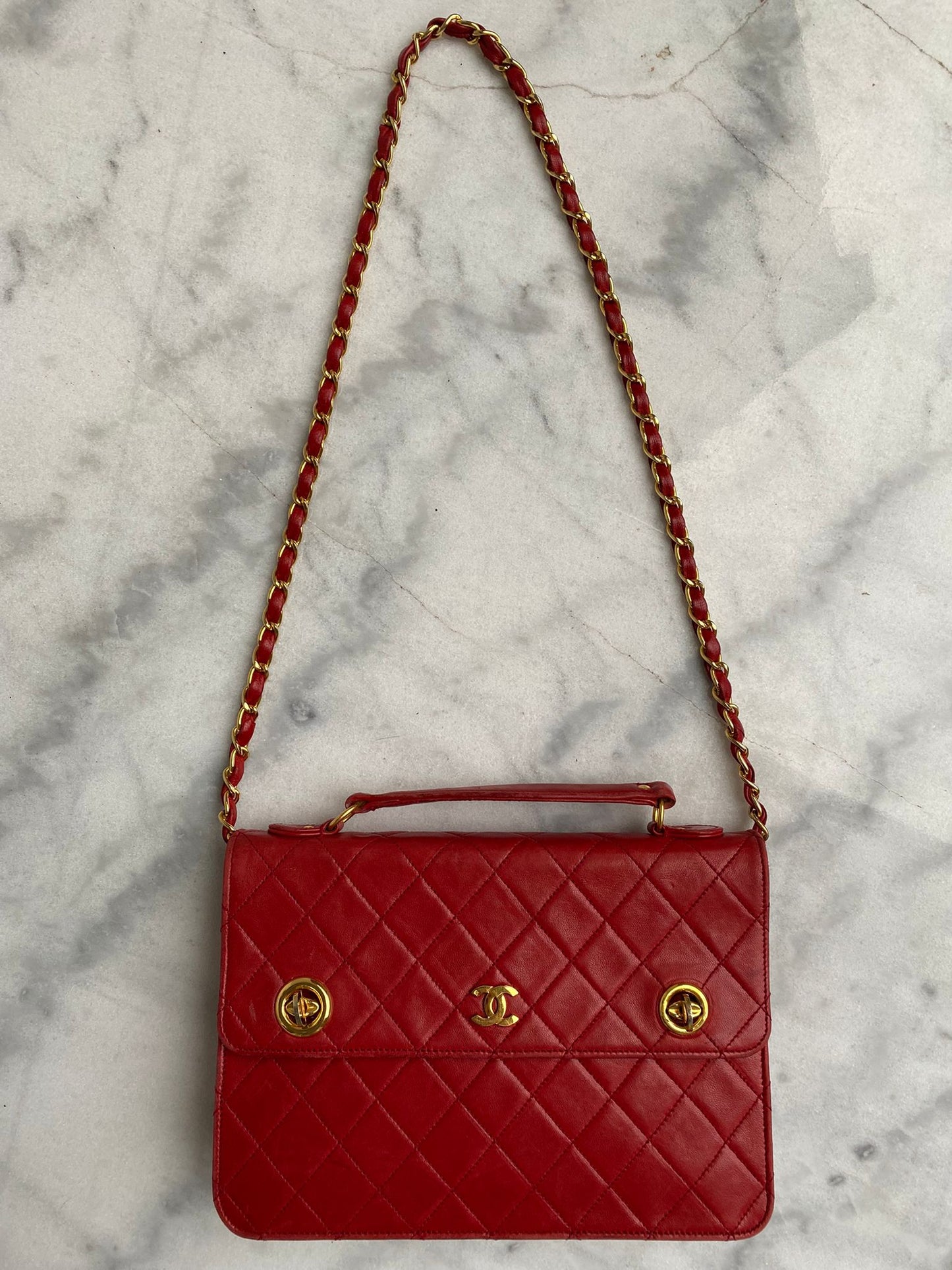 Leather flap bag