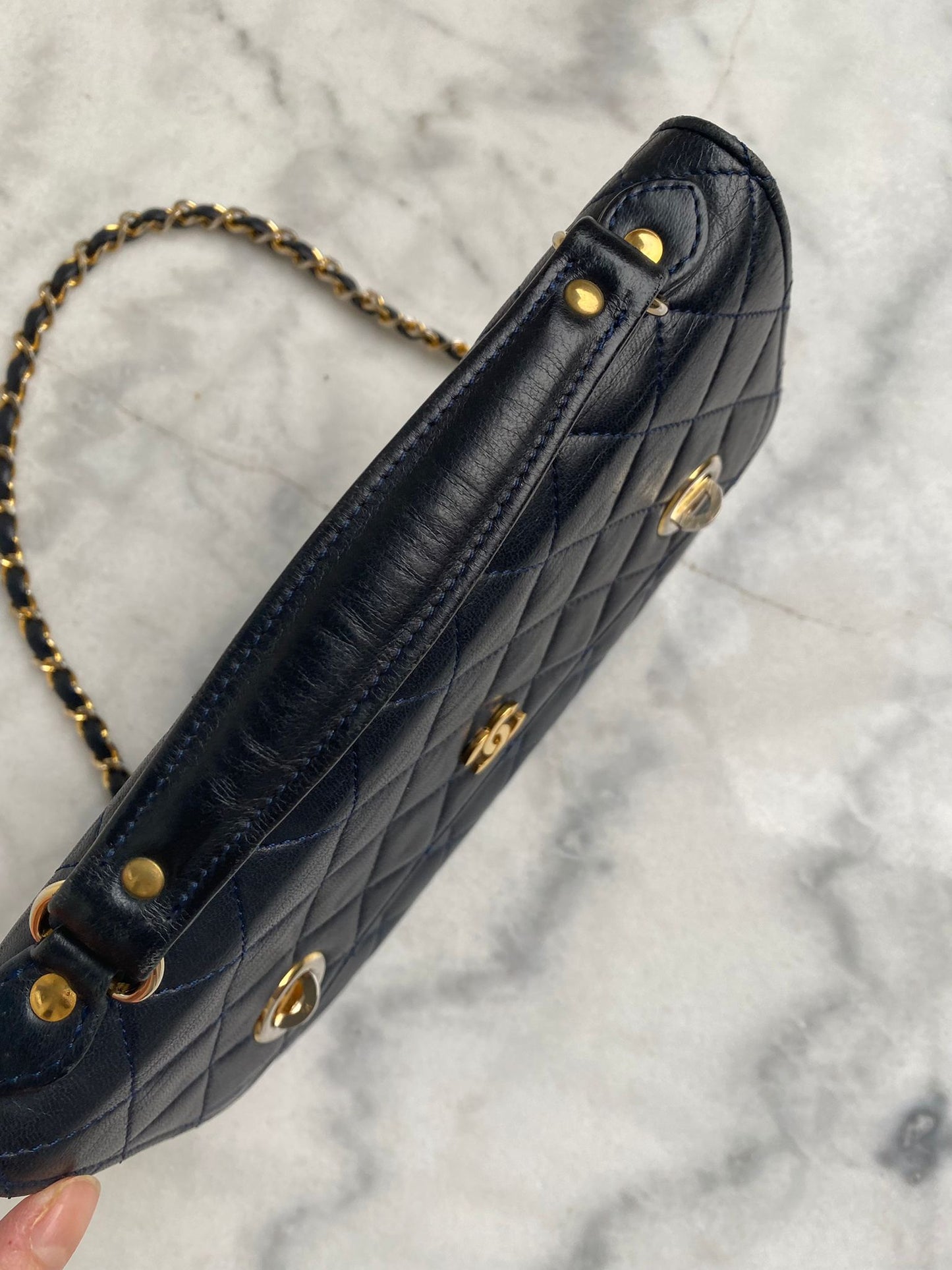 Leather flap bag
