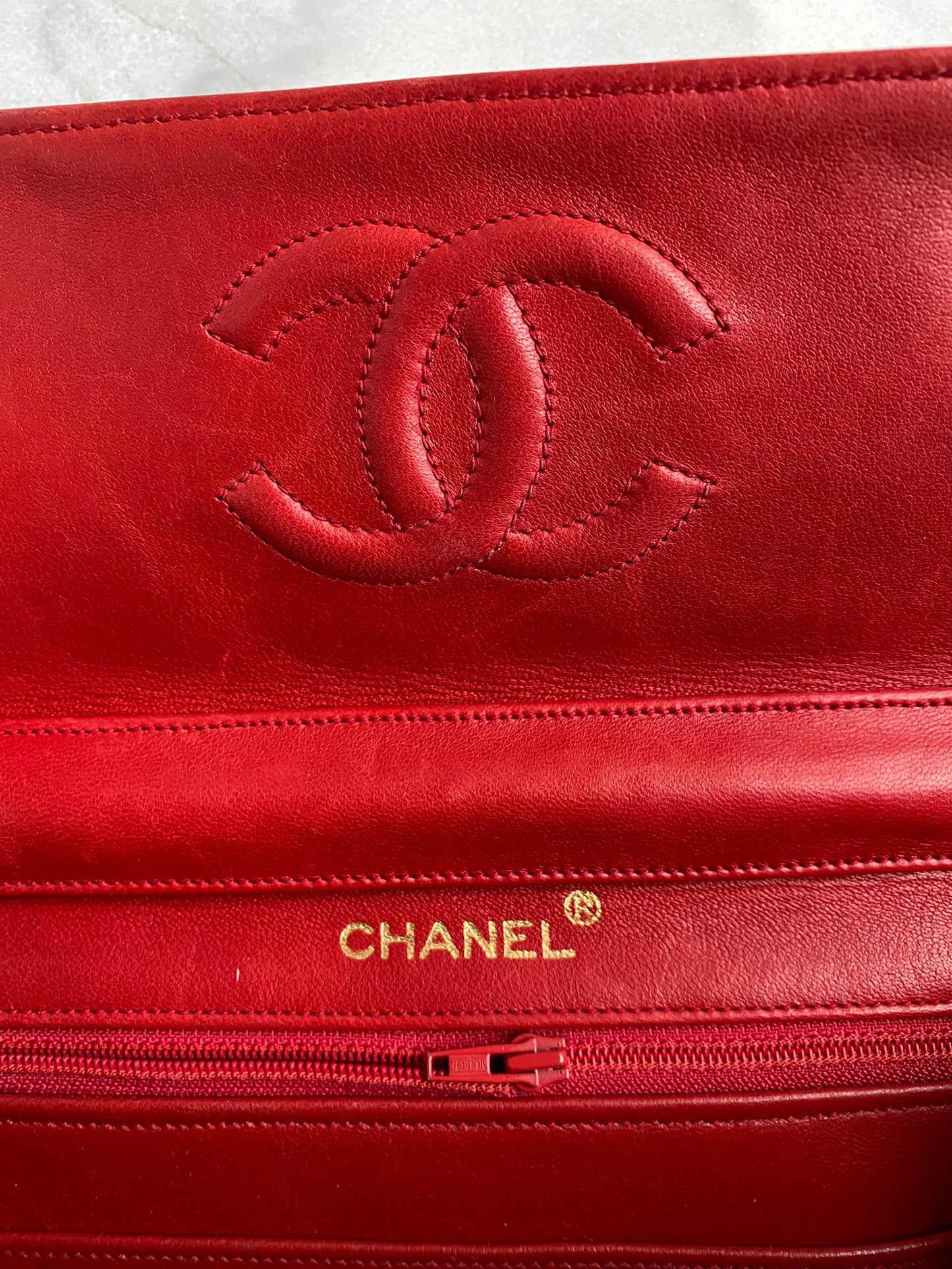Leather flap bag