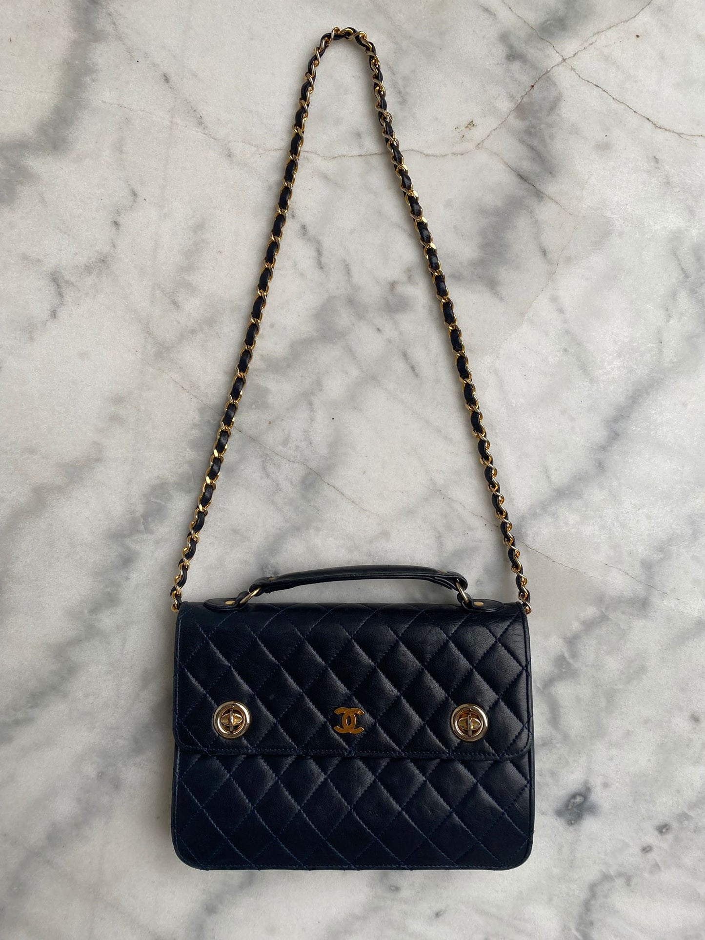 Leather flap bag