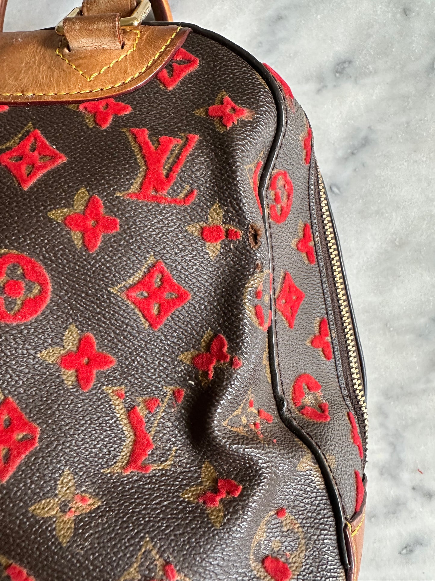 Louis Vuitton rouge monogram Tuffetage Deauville bag