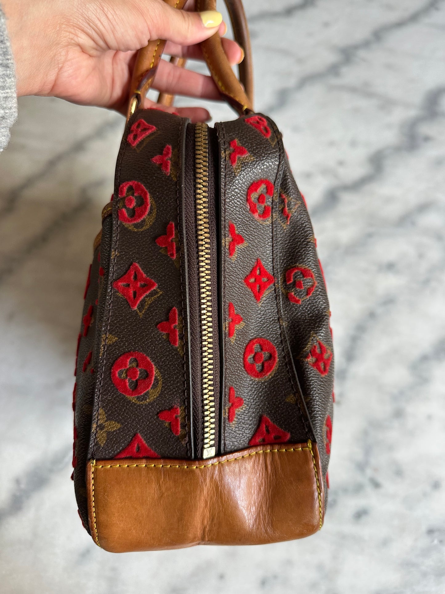 Louis Vuitton rouge monogram Tuffetage Deauville bag
