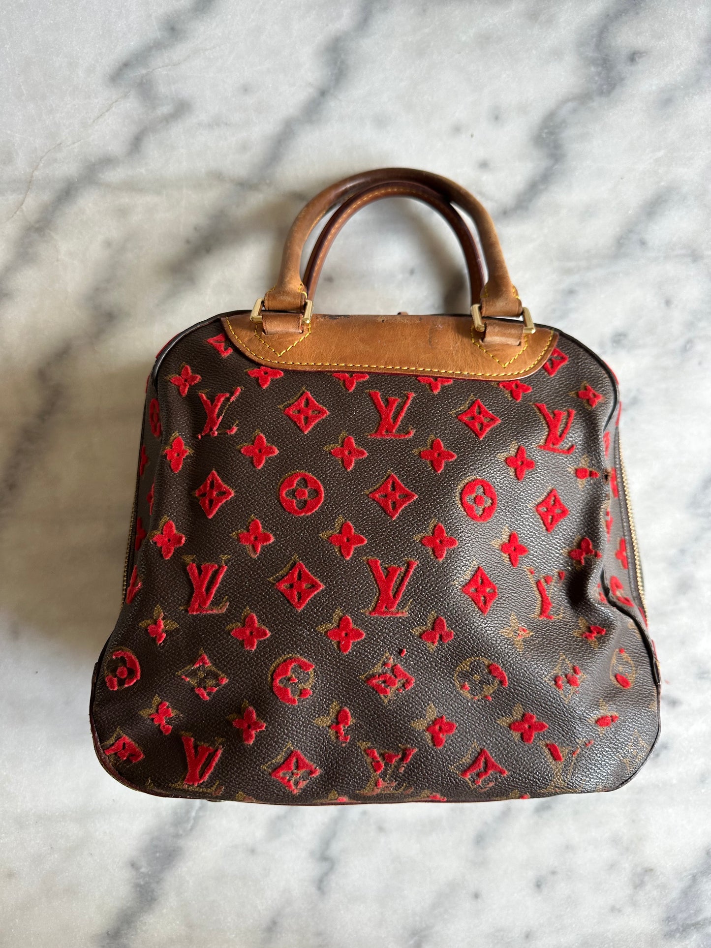 Louis Vuitton rouge monogram Tuffetage Deauville bag