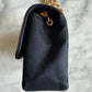 Chanel mini classic single flap bag in black silk