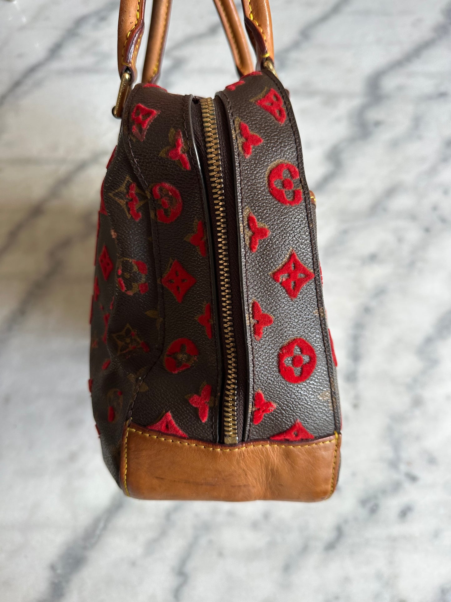 Louis Vuitton rouge monogram Tuffetage Deauville bag