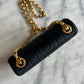Chanel mini classic single flap bag in black silk