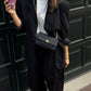 Chanel mini classic single flap bag in black silk