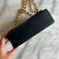 Chanel mini classic single flap bag in black silk