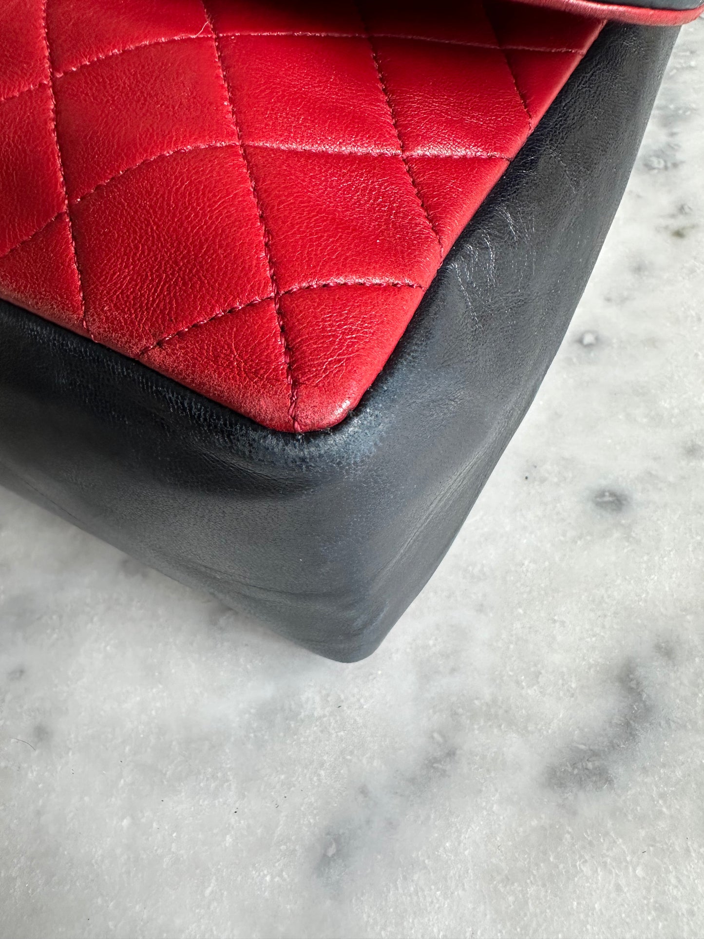 Chanel single flap bag red and black
