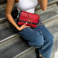Chanel single flap bag red and black