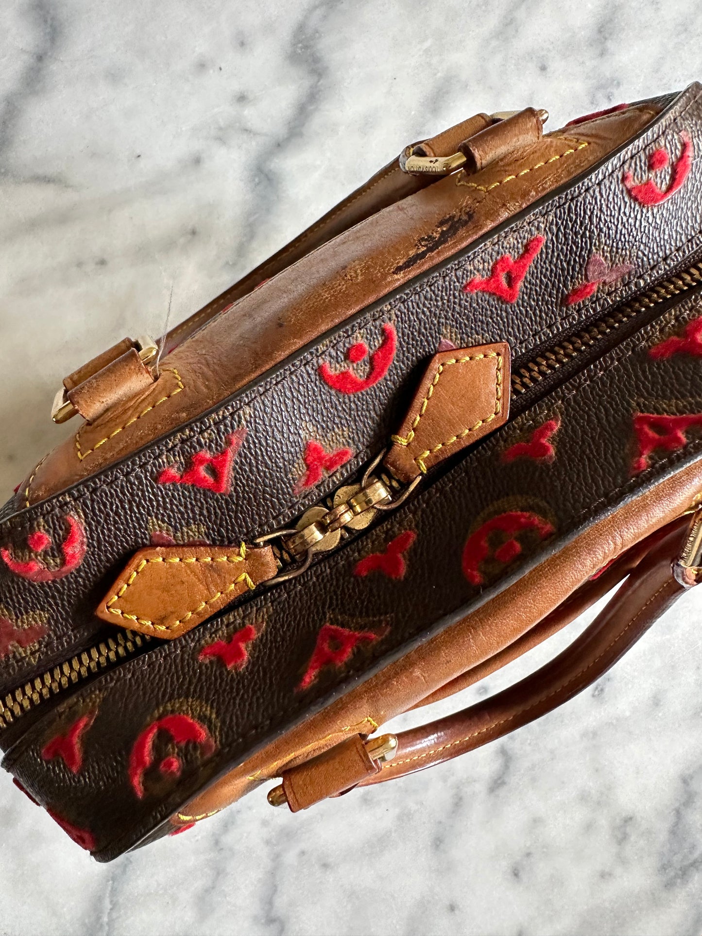 Louis Vuitton rouge monogram Tuffetage Deauville bag