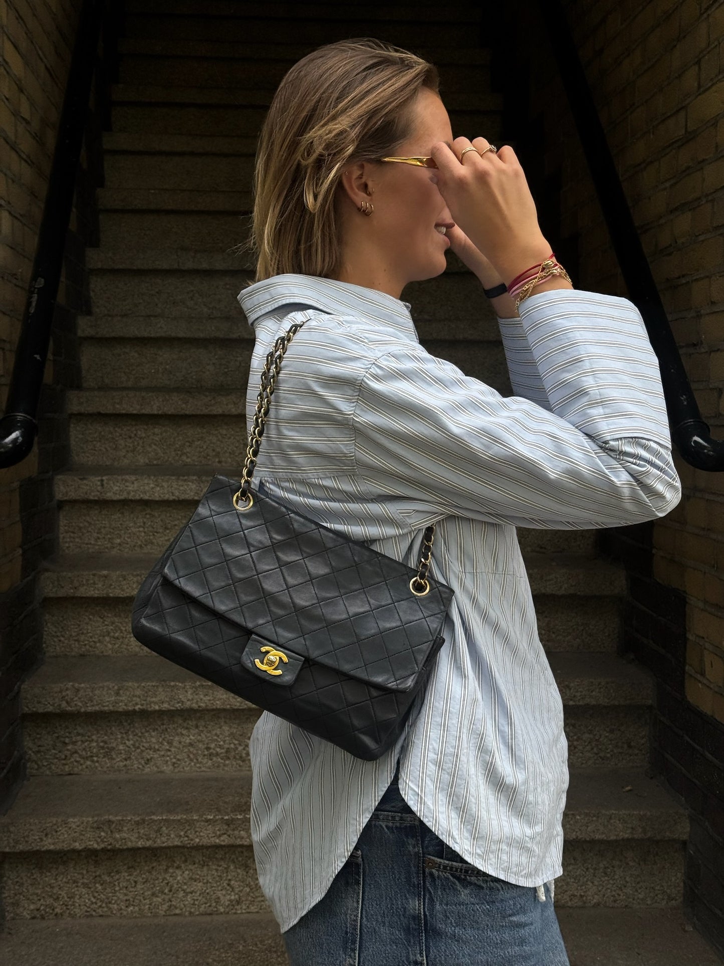 Chanel medium Classic double flap bag black