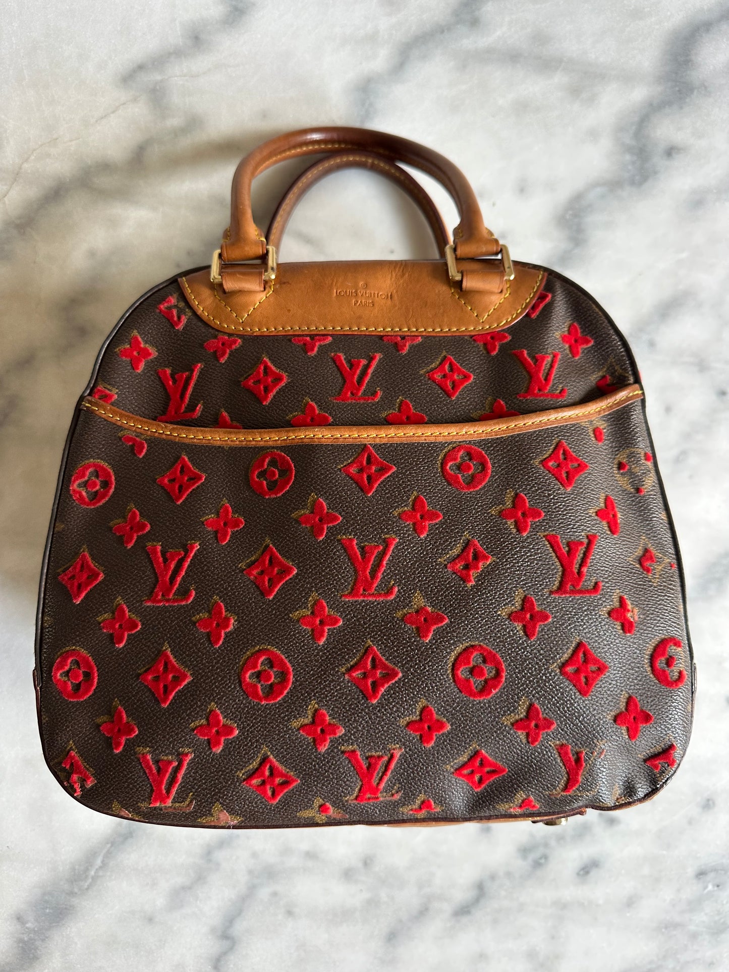 Louis Vuitton rouge monogram Tuffetage Deauville bag