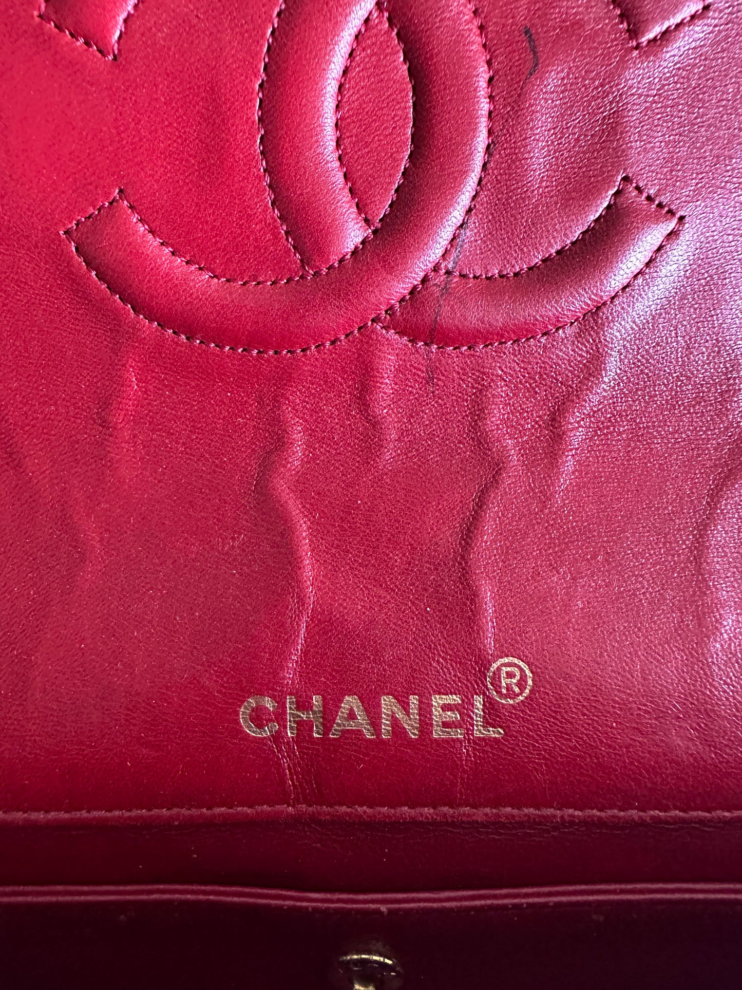 Chanel single flap bag red and black