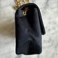Chanel mini classic single flap bag in black silk