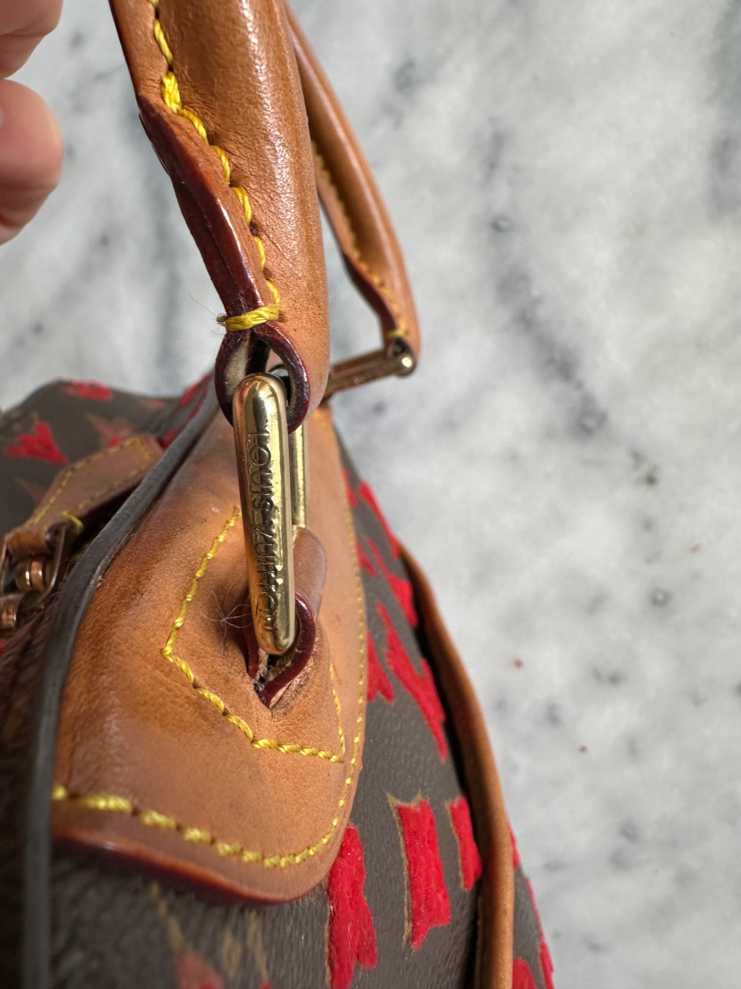 Louis Vuitton rouge monogram Tuffetage Deauville bag