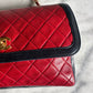 Chanel single flap bag red and black