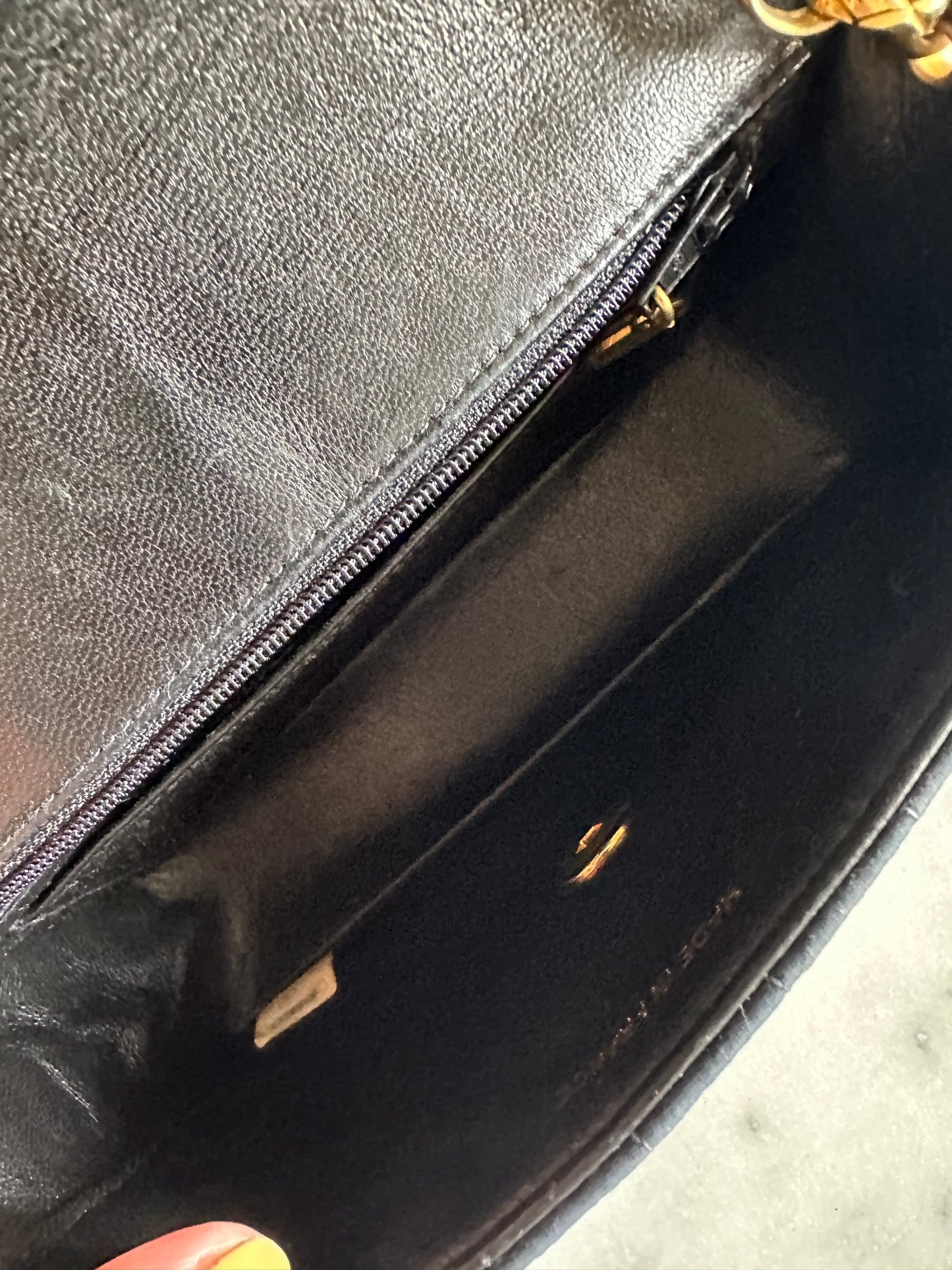 Chanel mini classic single flap bag in black silk