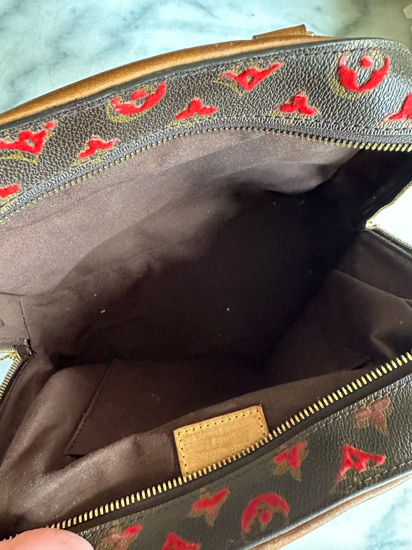 Louis Vuitton rouge monogram Tuffetage Deauville bag