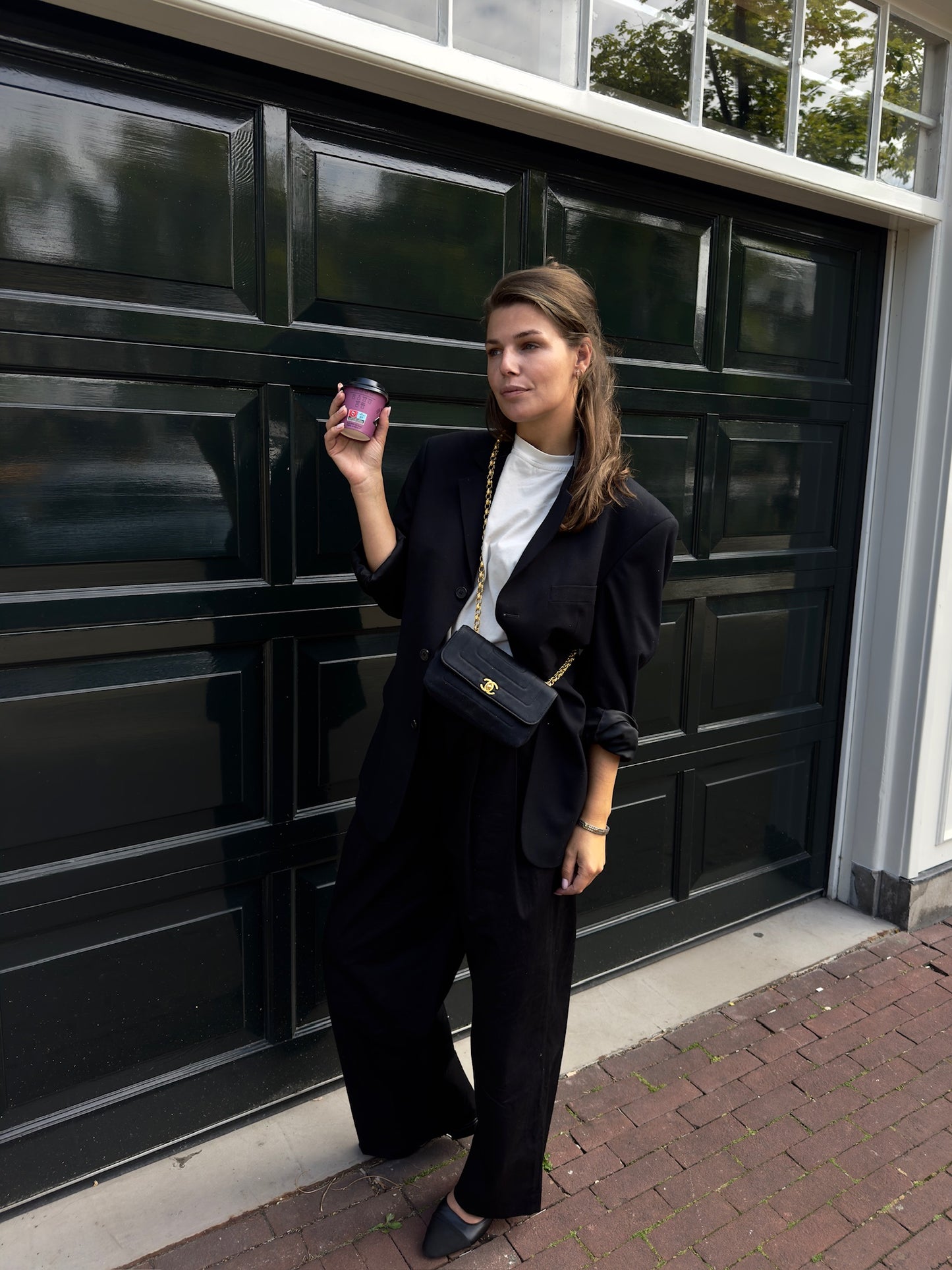 Chanel mini classic single flap bag in black silk