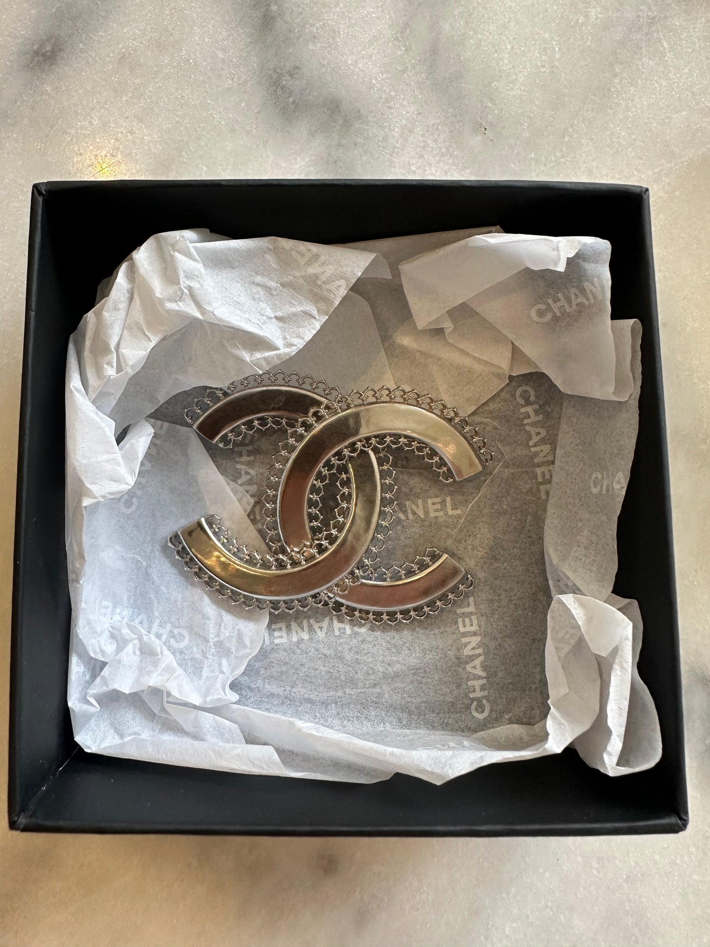 Chanel broche silver