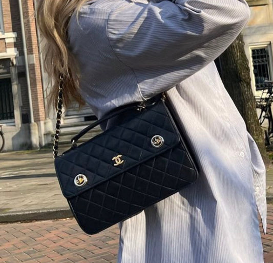 Leather flap bag