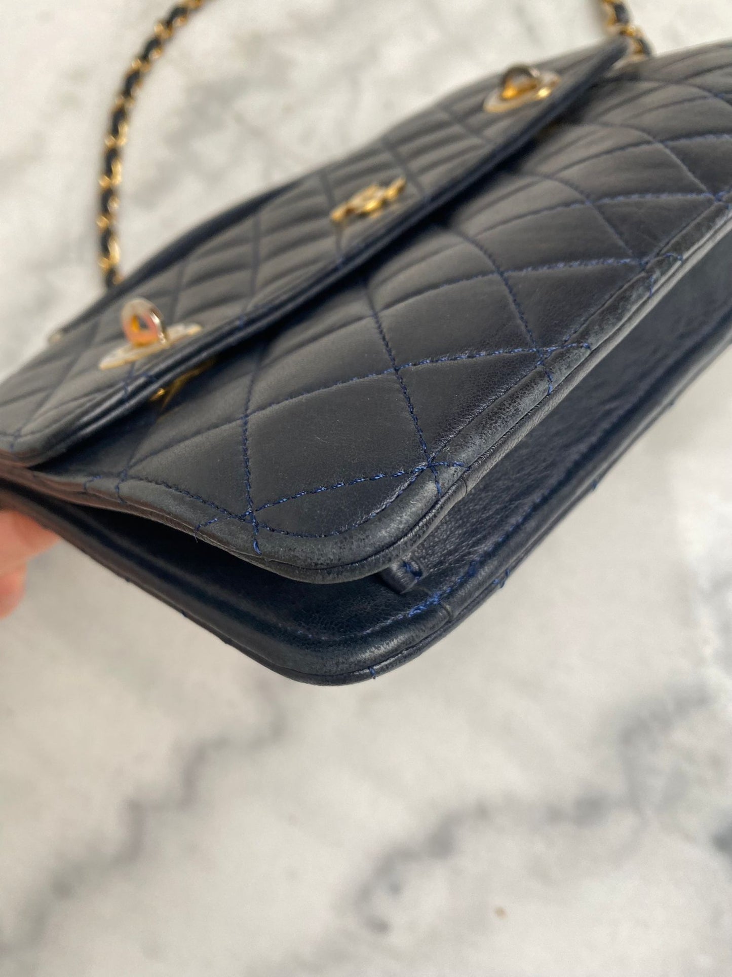 Leather flap bag