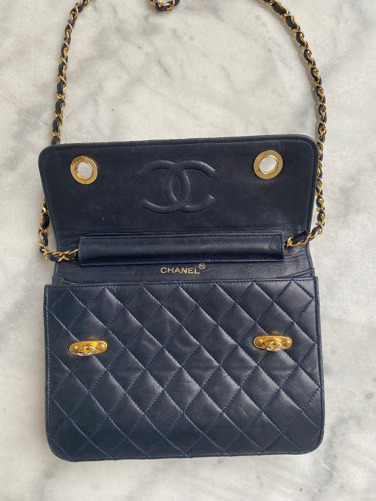 Leather flap bag