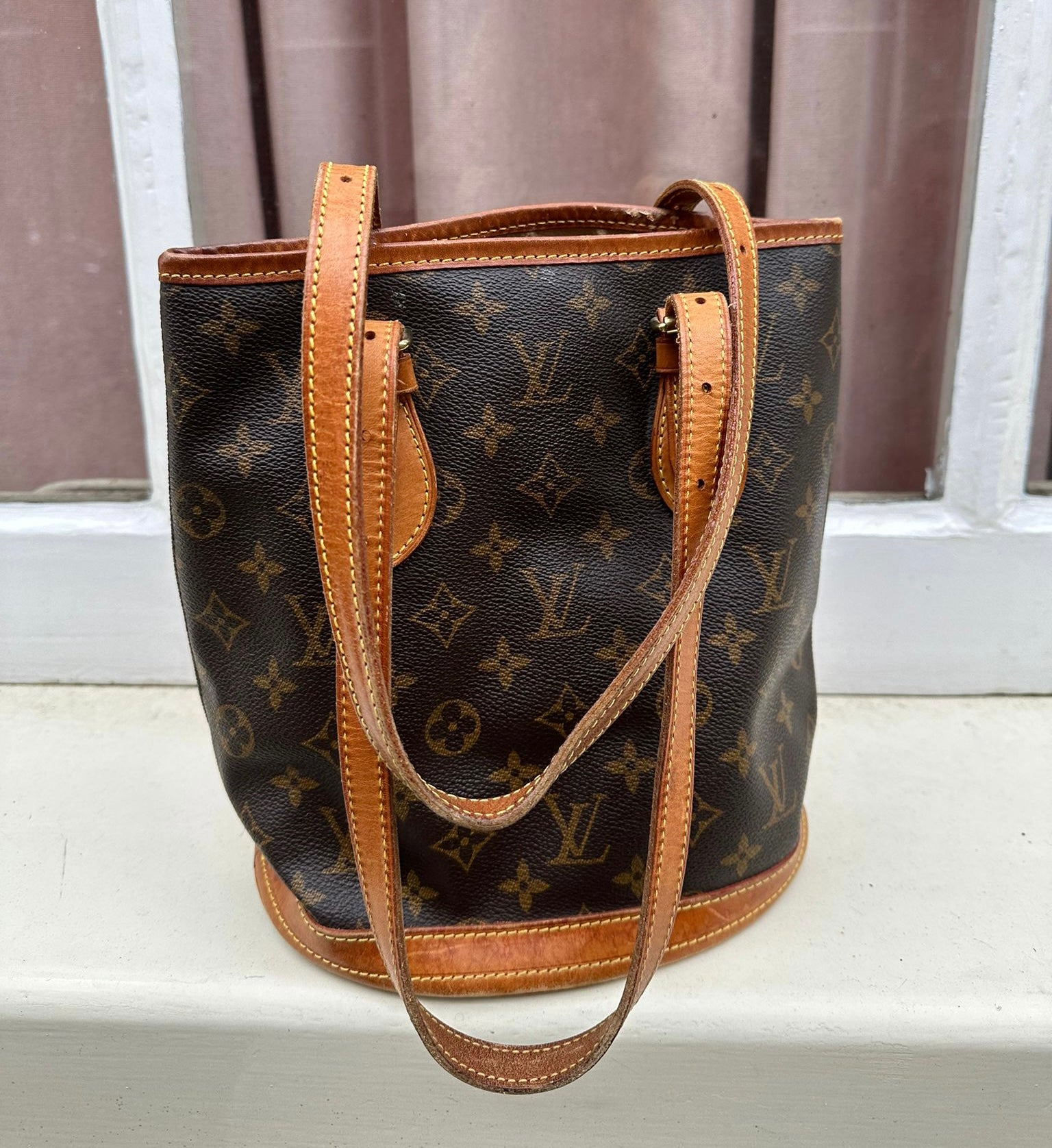 Vintage Genuine Louis Vuitton Brown Monogram Bucket Bag Purse Made In USA