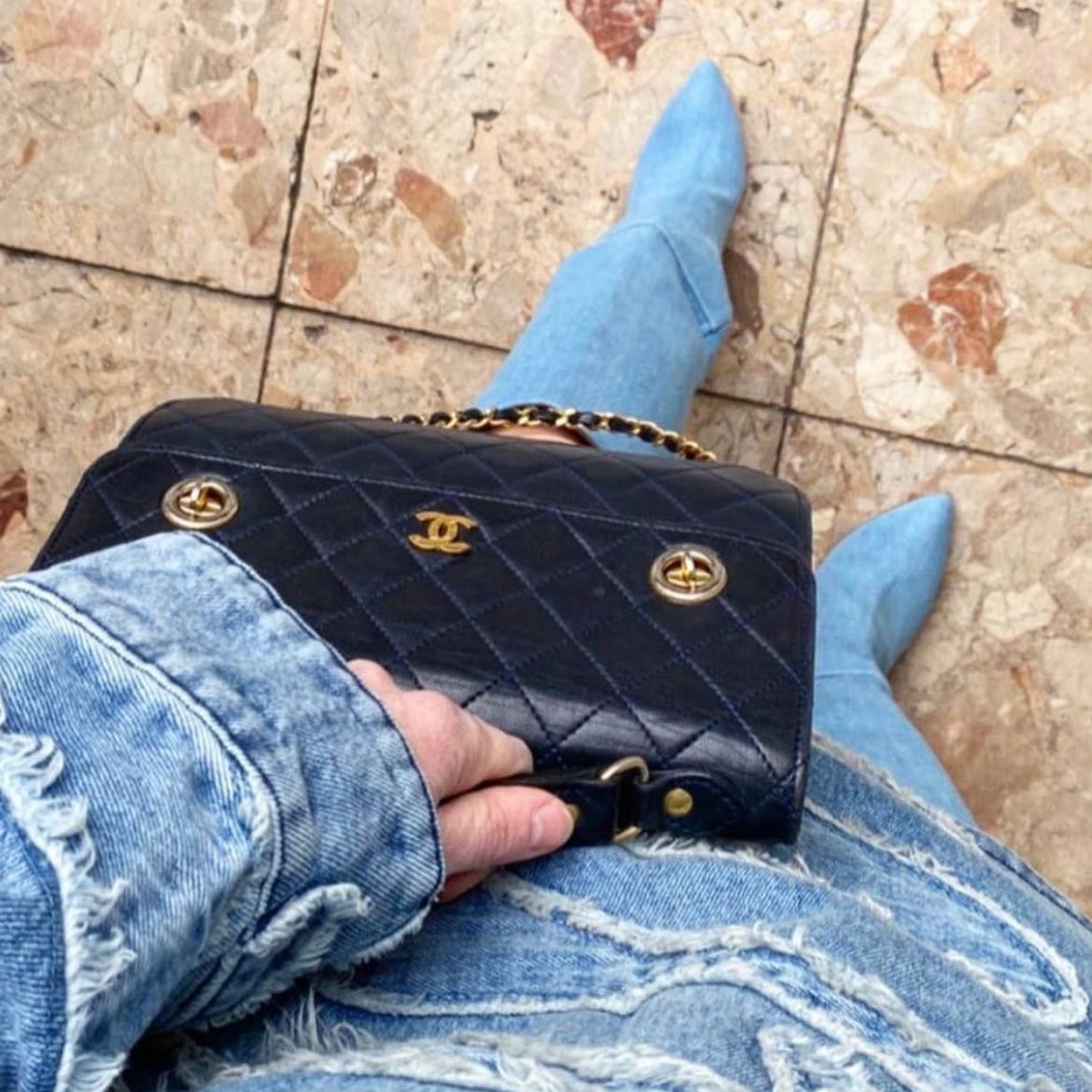 Leather flap bag